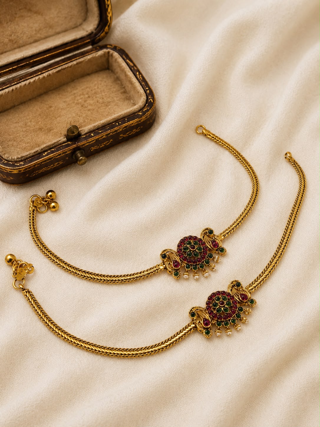 Rajasi Ruby Emerald Charm Anklet