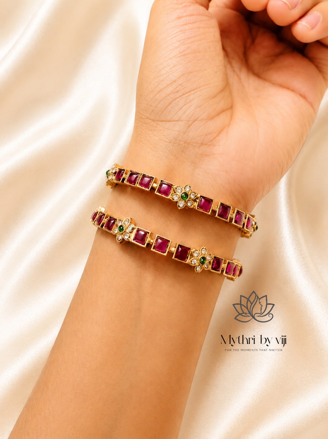 Rathna Pushpa Ruby Bangle Set (For 2 Bangles)
