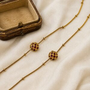 Ruby Petal Solitaire Anklet