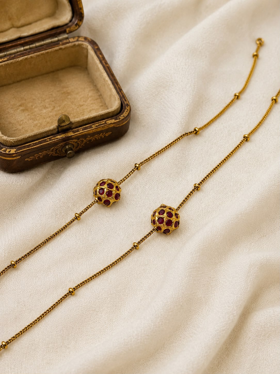 Ruby Petal Solitaire Anklet