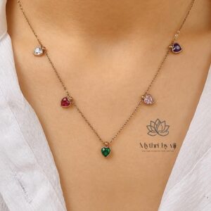 Antitarnish Multicolour Heart Necklace
