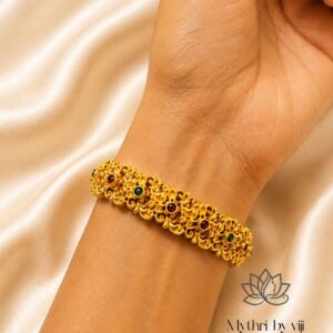Kripa Ruby Emerald Floral Kada (For 1 Bangle)