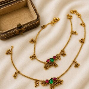 Emerald Ruby Charm Anklet