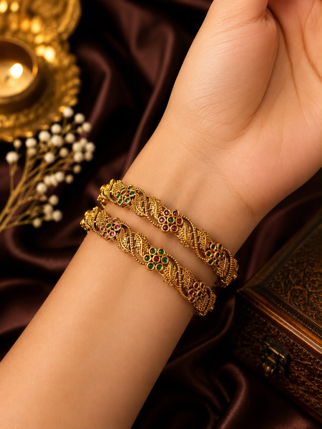 Narmada Floral Kada (For Pair)