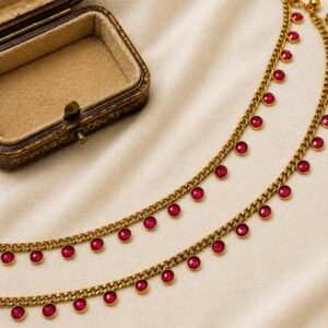 Ruby Drop Charm Anklet