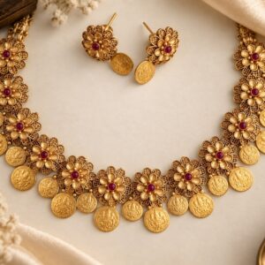 Floral Coin Necklace