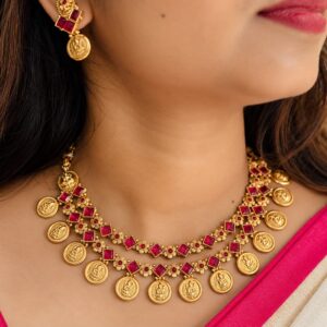 Double Layer Kasu Necklace Set