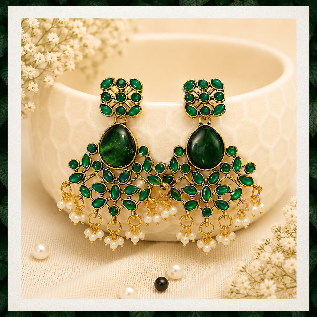 Chandbali drop earrings - Image 2