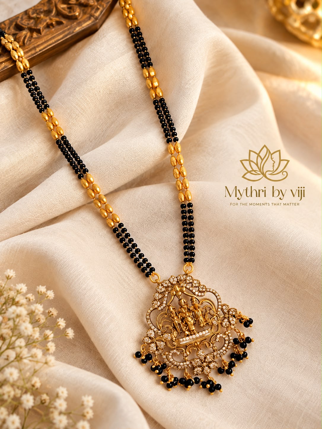 Ram Parivar Black Bead Necklace